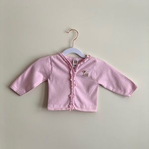 Pink Ruffled Baby Girl’s Button Down Sweater